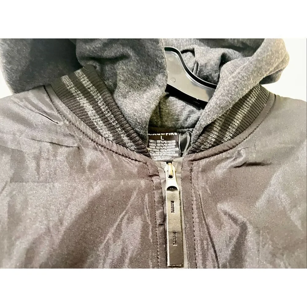 New With Tags Ring Of Fire Bomber Jacket W Hoodie Zip Front Size Large